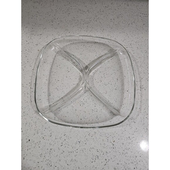 Luigi Bormioli Sophia 9 ¾” Divided Square Serving Party Tray Glass New Italy - Picture 2 of 2